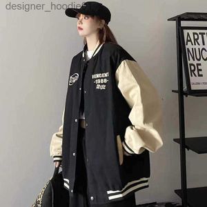 Womens Jackets Baseball Uniform Loose Jacket Female Sports Korean Version Student Spring Autumn Versatile bf Lazy Style Apricot Color Matching 2023 ins Trendy L230