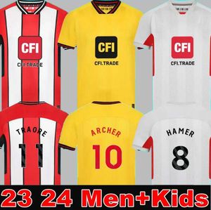 23 24 SHEFFIELD camisas de futebol em casa Kit de promoção Sander Berge UNITED John Egan Rhian Brewster Anel Ahmedhodzic Oliver kit de goleiro camisa de futebol infantil