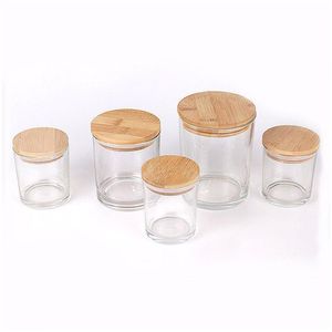 Velas 220ml 315ml 450ml frasco de vela de vidro transparente vazio com tampa de cortiça de bambu de metal para fazer em bk preço de atacado navio por mar apenas dr dhcbp