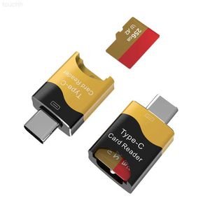 Leitores de cartão de memória Tipo C para adaptador de leitor de cartão Micro-SD TF OTG Leitor de cartão de memória inteligente USB3.0 Adaptador de unidade flash para Samsung Huawei L230916