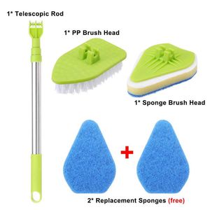 Set di spazzole per la pulizia Bagno Vasca da bagno Strumento per la pulizia della casa Manico lungo Telescopico Sostituisci spugna Spin Scrubber per WC 210831225M