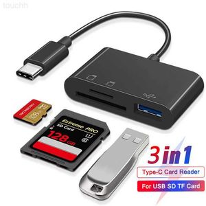 Czytniki karty pamięci 3in1 typ-C Mikro adapter TF CF SD Czytnik karty pamięci USB-C dla MacBooka Huawei Samsung OTG Writer Compact Flash L230916