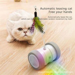 Cat Toys USB Laddning Tumbler Swing Toy Interactive Balance Car Teaser för Kitten Cats Funny Pet Training Products2086