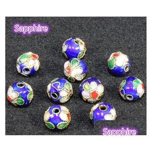 Perlen 10mm Cloisonné Emaille Farbe Filigran Echte Runde Lose Spacer Für DIY Schmuck Armband Handwerk Charms Drop Lieferung Home Gard Dh2Fl