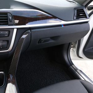 Kolfiber klistermärke bilstyling interiör copilot handskar låda handtag dekoration täcker trim klistermärken för bmw 3 4 serie 3gt f30 f31 f255j