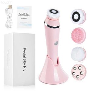 Electric Face Scrubbers Electric Facial Cleansing Brush with 4 Heads Waterproof Wireless Face Washing Brush For Massage Exfoliate Spot Cleaner Skin Care L230920