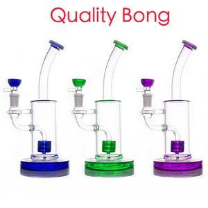 Großhandel Shisha 10-Zoll-große Glaswasser-Dab-Rig-Bongs Dicke bunte Glasbecherbasis Raucherglas-Recycler-Ölplattformen Rohre mit 14-mm-Tabak-Trockenkräuterschale