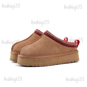 Pantofole da donna in pelle scamosciata di mucca stivali da neve in peluche con tacco foderato caldo mini stivaletti da donna antiscivolo per esterni con piattaforma babiq05