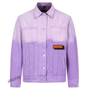 Burberrs Mens 패션 자켓 가을 데님 재킷 편지 인쇄 대나무 매듭 면화 단금으로 싱글 가슴 셔츠 캐주얼 한 느슨한 긴 슬리브 커플의 얇은 재킷