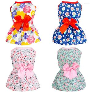 Dog Apparel Fashion Dress Summer Puppy Clothes Print Cat Princess Skirt Cute Bow Wedding Soft Pet Clothing Chihuahua