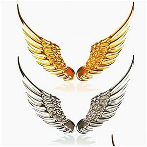 Car Stickers 3D Metal Wing Double-Sided Tape Wings Decals For Motorcycle Racing Truck Boat Styling Tools Accessories 1 Pair Drop Del Dhmw7
