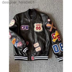 Women's Jackets American Hip Hop Leather Jacket Baseball Uniform Men pu Leather Design Leather Jacket Loose Short Jacket Men Racing Jacket L230916