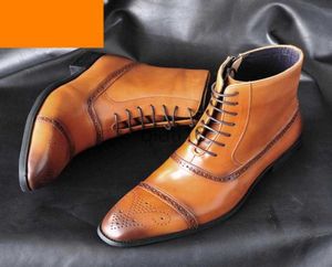 Stivali brogue stivali di pelle da uomo scarpe marroni stivaletti vestito da uomo chukka stivali da uomo scarpe da uomo zapatos de hombre de vestir formale botas h4743894 x0916