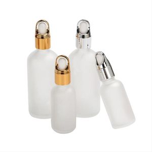 Frasco conta-gotas de vidro fosco recarregável, frascos de óleo essencial 5ml 10ml 15ml 20ml 30ml 50ml 100ml suporte líquido de vidro vazio