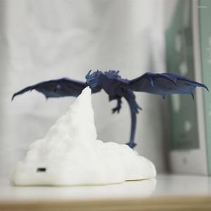 Light Lights 3D Print Dragon Bedside Lamp USB شحن LED Atmosphere Light Light Light Friendly Fluatly Free Free Free Fransible Hissible Higds