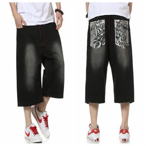 Whole-Summer Style Hip Hop Baggy Loose Printed Pants for Men Denim Jeans Shorts Mens Shorts Plus Size 30-46 FS4941329V