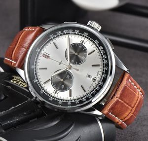 최고 남성 시계 품질 Navitimer 1884 손목 시계 크로노 그래프 석영 운동 시계 제한된 검은 색 다이얼 50 주년 기념 남성 감시 고무 스트랩