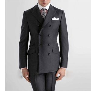 Ternos masculinos Blazers Moda Preto Homens Slim Fit Formal Business Blazer Double Breasted Noivo Smoking 2 Peças Jaqueta Calças Traje Homme 230915