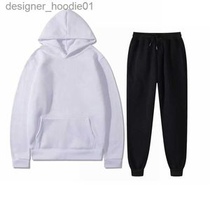 Men's Tracksuits Men's hoodie tracksuits set autumn winter printing letter luxury black white rainbow color sports fashion cotton cord top short sleeve L230916