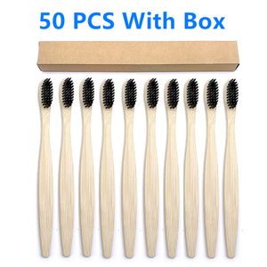 Toothbrush 50 Pack Eco Bamboo Adults Soft Bristles Biodegradable PlasticFree Toothbrushes Low Carbon Handle Brush 230915