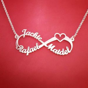 Stainless Steel Heart Charms Custom Name Necklace Personalized Rose Gold Silver Infinity Pendant Friendship Gift Jewelry BFF232I