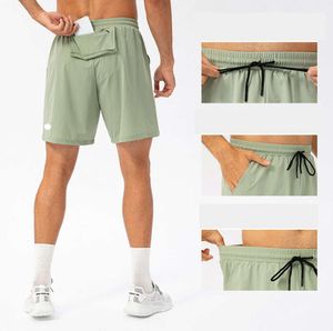 2023 designer LL limões alinhar homens yoga esportes curto shorts de secagem rápida com bolso traseiro telefone celular casual correndo ginásio jogger pant lu-lu respirável e casual