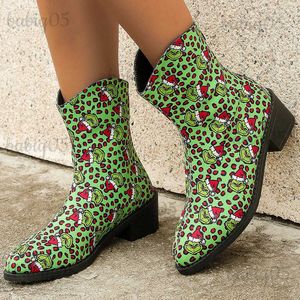 Botas femininas impressão aleatória chelsea tornozelo botas 2023 novo designer de inverno sapatos de salto médio apontou toe goth botas bombas motocicleta botas babiq05