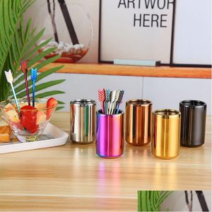 Fruit Vegetable Tools Creative Arrow 304 Stainless Steel Fork Suit Needles Coffee Honey Stir Stick Tableware Kitchen Bar Drop Ship Del Dhd2J