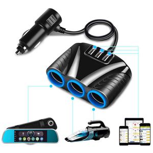 12 V-24 V Universal Car 3 Prese Splitter Presa Accendisigari 3 Porte USB Caricatore Adattatore di Alimentazione per iPhone iPad DVR GPS192g