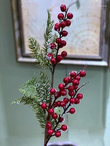 Decorative Flowers 70cm Artificial Cedar Berry Plant Branch Red Plastic Christmas Fruit Flower Arrangement Material El Shop Home Decor