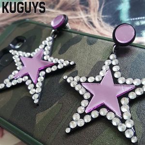 KUGUYS Gioielli in acrilico di moda Orecchini pendenti con stella rossa personalizzata per donna HipHop Orecchini pendenti grandi Pendientes Brincos350W