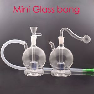 Kleurrijke Bulb Shap Kleurrijke MINI Waterpijp 10 mm vrouwelijke water dab rig bong met glazen oliebranderkom of tabaksrookkommen en siliconen rietje