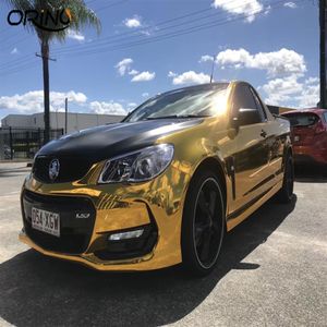 High Stretch Chrome Gold Vinyl Wrap Full Car Wrapping With Air Bubble Vehicle Covers Foil 1 52 20M Roll 5x65ft2517