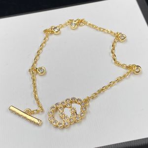 Pulseiras de diamante cheias de ouro pulseiras de designer G jóias moda colar presente