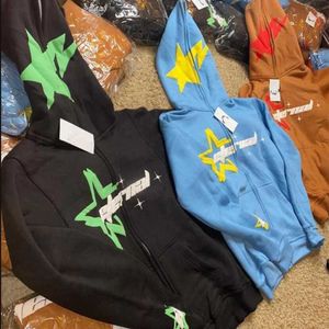 Erkek Hoodies Sweatshirts Yıldız Mektup Baskı Vintage 2000'ler Fermuar Hoodie High Street Moda y2k Punk Giysileri Harajuku Sıradan Kadın Sweatshirtmcb9