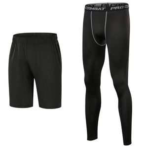 Szybkie suche spodnie kompresyjne Zestawy 3 kolory sportowe szorty i legginsy Basketball Gym Spodnie chude joggers237z