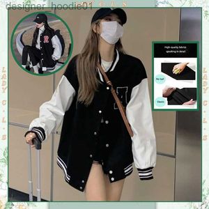 Giacche da donna Giacca uniforme da baseball Modello ricamato Ins Trend Coppia Jaket Poliestere Colletto alla coreana Pronto Stock Studente Cappotto allentato coreano Splicing Camicetta da donna