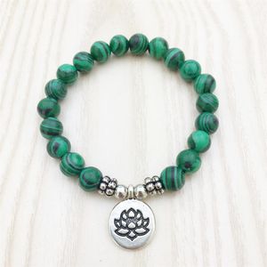 SN1047 Bracciale in malachite di alta qualità Chakra Cristalli curativi Gioielli in pietra naturale Bracciale da uomo 3091