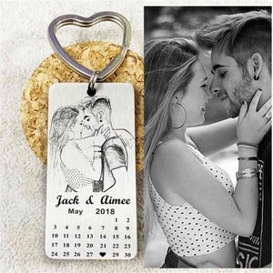 Personlig kalendernyckelring PO Kalender Key Chain Hand Stamped Calender Engrave Po Keychain Picture Keyring Custom Gift 2267Q