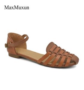 MaxMuxun Women Slingback Flat Sandals Summer Rome Ankle Strap Closed Toe Strappy Beach Dress Sandals For Girls Shoes Y2004053820397