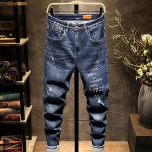 Calças de brim masculinas homens harem solto baggy casual corredores hip hop estilo denim calças streetwear homem roupas320t