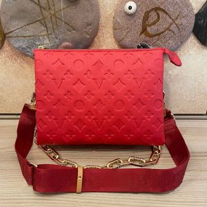 Louiseviutionbag 2024 سلسلة جلدية منقوشة Crossbody Bag Luis Vuittons Bag Coussin أكياس الكتف ثلاثة أضعاف حقيبة مصمم قابلة للتعديل محفظة 416