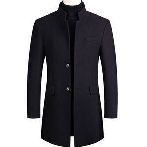New Winter Fashion Men Slim Fit Long Sleeve Cardigans Wool Blends Coat Jacket Suit Solid Mens Long Woolen Coats