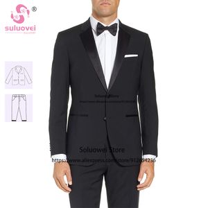 Mäns kostymer blazers mode smal passform för män bröllop 2 bit byxor set formell brudgummen middag tuxedos blazer kostym homme pour mariage 230915