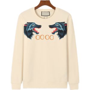 Felpe con cappuccio da uomo di lusso con ricamo Testa di lupo con stampa di design Felpe con cappuccio da uomo Hip Hop con stampa di lettere Felpa pullover casual maglione moda autunnale