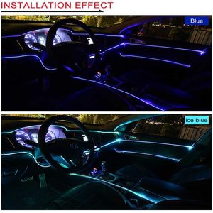 3 5m El Cold Line Flexible Car Lights 12V LED Neon Wire Auto Lamps på Light Strip Interior Decoration288i