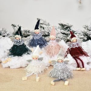 Enfeites de anjo de renda árvore de natal pendurado decorações de natal festa festiva casa janela bonecas ornamentos presentes de natal