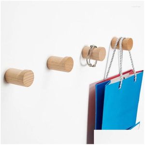 Hooks Rails Wall Coat Rack Wooden Hook Key Decorative Holder Door Hanger Mti-Purpose Kitchen Bathroom Accessories Storage Organize Dh1K8