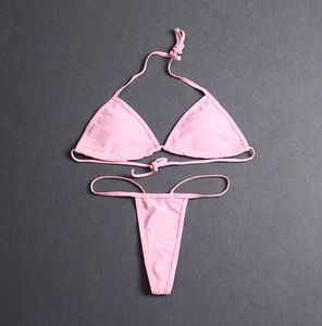 Pembe Klasikler Kadın Plaj Giyim Metal Bikinis Tasarımcısı Thong Biquinis Brezilyalı Mikro Bikini Seksi Seksi İki Parça Mayo Bandaj Mayo XL Etiketle Yeni