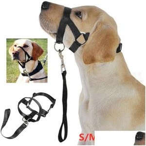Dog Collars Leashes Dogalter Halter Halti Training Head Collar Gentle Leader Harness Nylon Pet Accessory No Pl Bite Straps Drop Delive Dh69Z